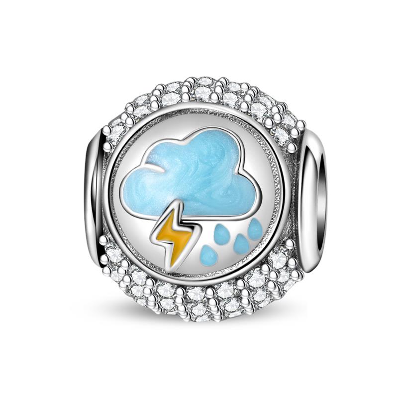 Copper Sunny Cloud Rainy Day Sunshine Beaded Pendant Fit 3Mm Bracelet Diy Make Fine Jewelry