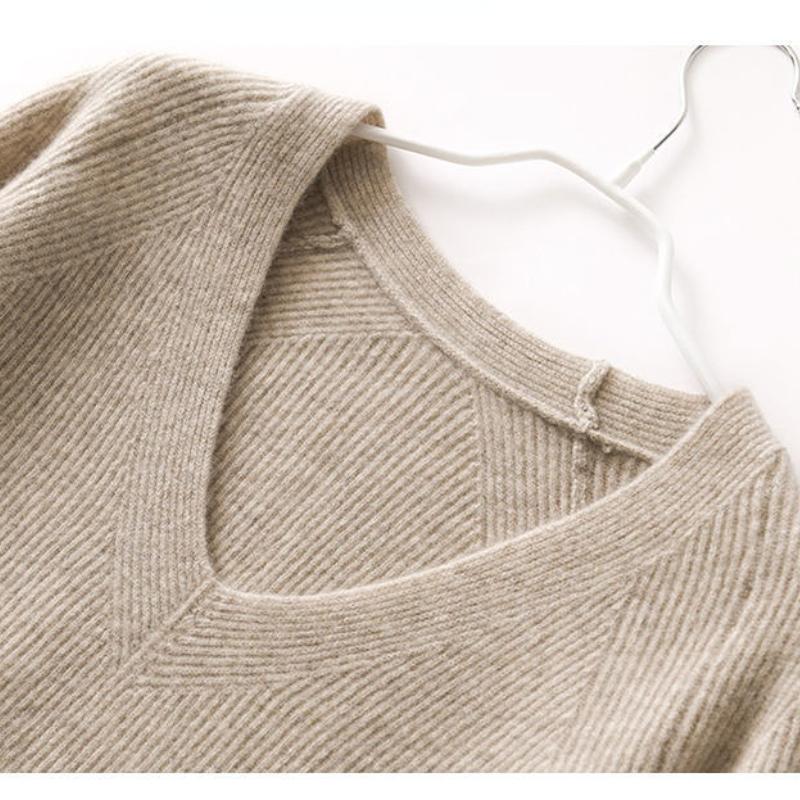 Loose Sweater Women's Outer V-neck Bottoming Shirt Solid Color Thread Thin Tops Knitted Sweater