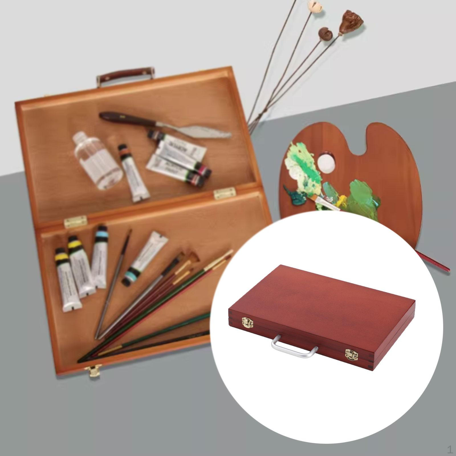 

Коробка для хранения художественных инструментов, многофункциональный портативный деревянный органайзер для карандашей 35cmx23cmx4.5cm