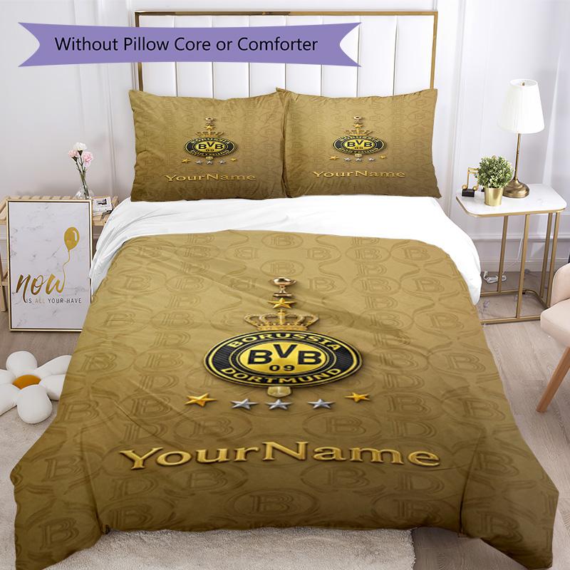 Borussia Dortmund Customize Your Name Bedding Set Breathable Duvet Cover with Pillowcases Home Decoration Birthday Gift