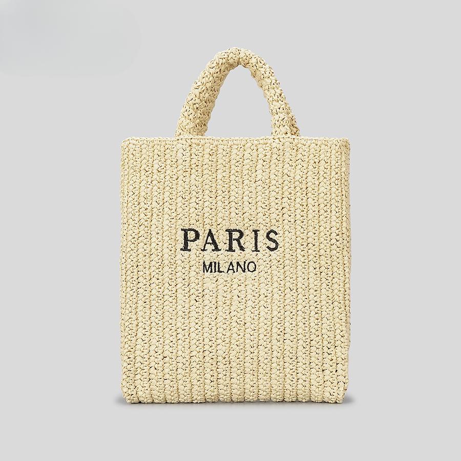 

Сумка-тоут с вышитыми буквами ручной работы, женская, для отдыха на море, соломенная сумка, большая вместимость, плетеная сумка бежевый