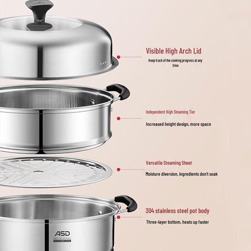 ASD 304 Stainless Steel 2-Layer Steamer Pot