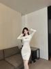 2024 Sexy Red Hollow-Knit Slim Fit Dress for Women - Autumn/Winter