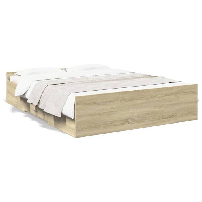 VidaXL Cadre de lit et tiroirs chêne sonoma 140x200 cm bois ingénierie, lit, lit de rangement, cadre de lit double, lit 3280295