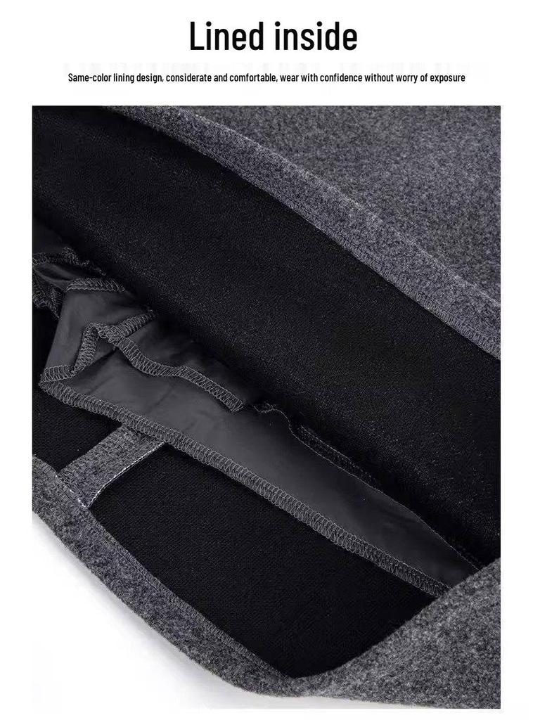 Women's Gray Woolen Skirt & Baseball Jacket Set - Korean Academy Style