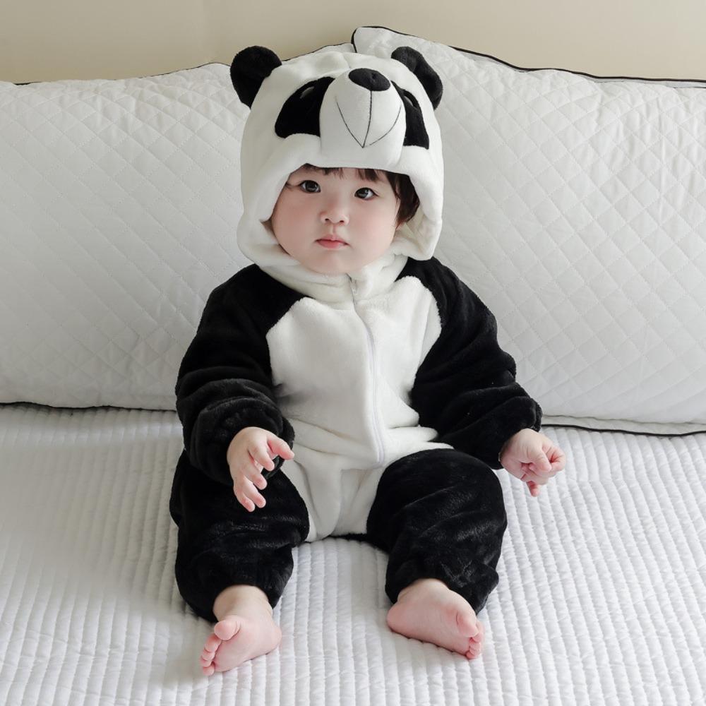 Soft Baby Hooded Rompers Coral Fleece Children Pajamas Kawaii Infant Jumpsuits Autumn