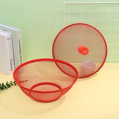 Mesh Fruit Basket with Lid Large Capacity Food Grade Prevent Fly Stainless Steel Kitchen Drain Basket Vegetables Fruit Holders