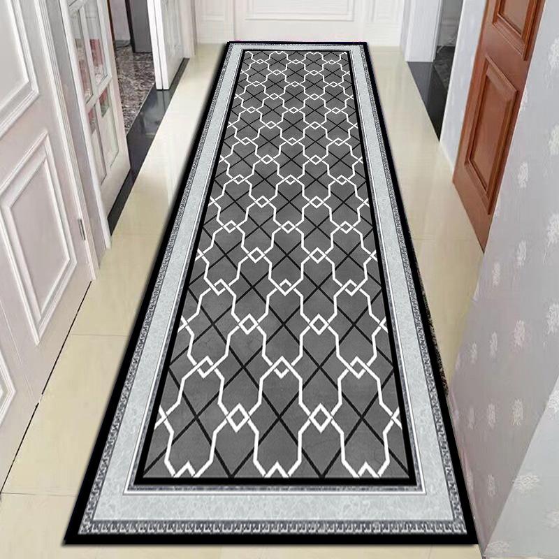Gray Leaf Geometric Carpet Non-slip Doormat for Hallway Living Room Bedroom Kitchen Balcony Rug Durable Soft Floor Mat