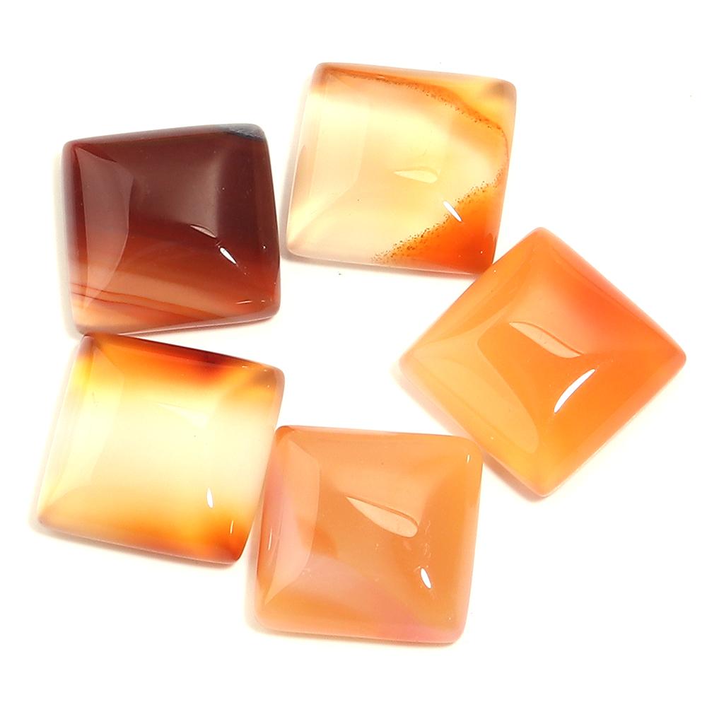 5pcs/lot 16mm Natural Stone Cabochons Agate Rose Quartz Jade Stone Square Cabochon Cameo For DIY Fashion Ring Necklace Accessory