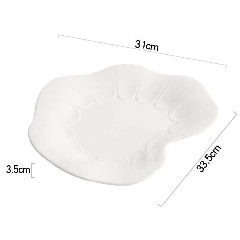 

Керамическая обеденная тарелка в форме листа чистого белого лотоса, нестандартная десертная тарелка, суши-тарелка, специальная посуда для молекулярной кухни