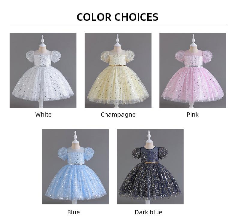 Pailletten Puffärmel Kleid für Mädchen - Babys erster Geburtstag Hochzeit und Abendkleid