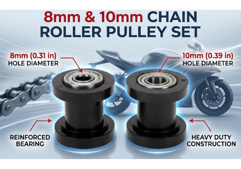 8mm 10mm Chain Roller Pulley Tensioner Set Chain Tensioner Wheel Guide for Motorcycles Mini Bikes ATVs Dirt Bike 125mL