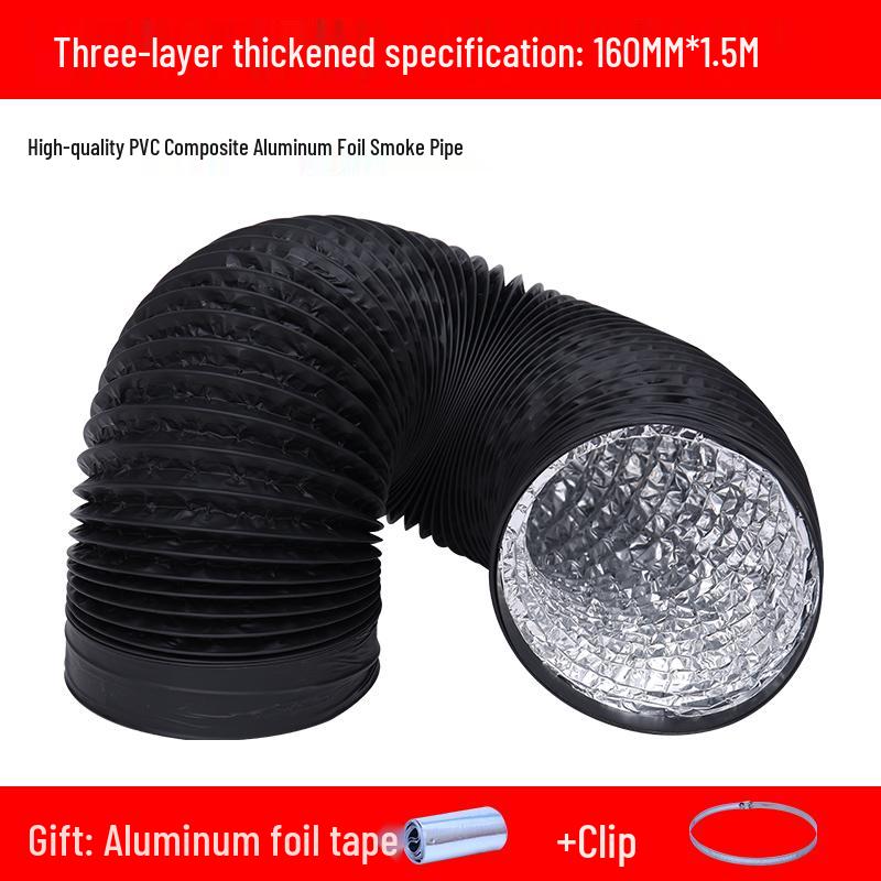 Thickened Three-Layer PVC/Aluminum Foil Flexible Hose for 150/170/160/180 Range Hood Vent Connection