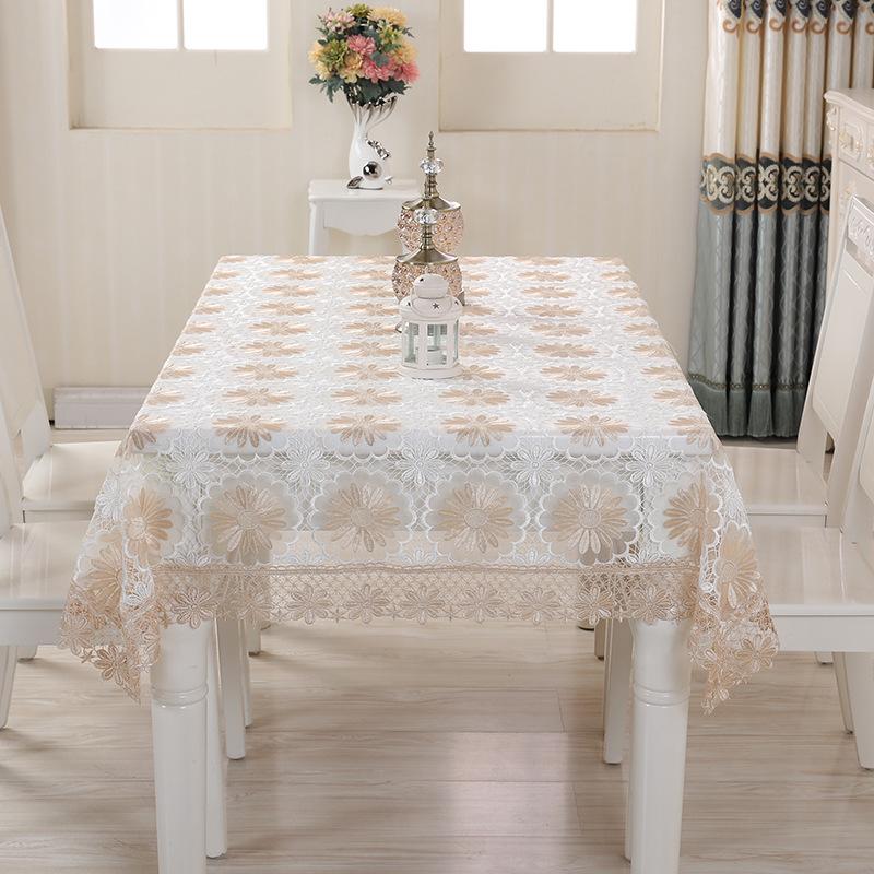 Simple Household Home Wedding Hotel Decor Lace Table Cloth Anti -Scald Dust -Free Table Cloth Dinning Tea Coffee Table Towel Cover