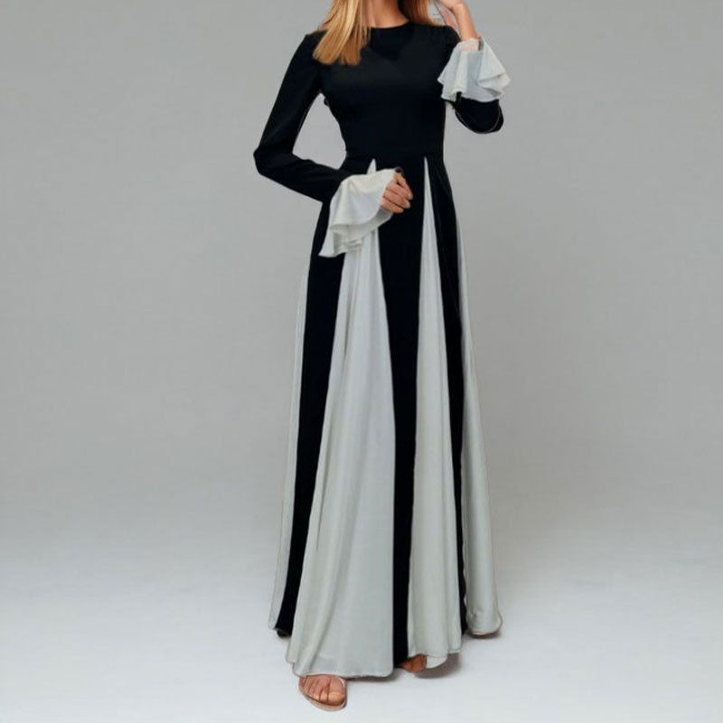 European and American Sexy U-Collar Waist Hugging Pleat Sling Big Hemline Dress Women Sexy Suspender Dress