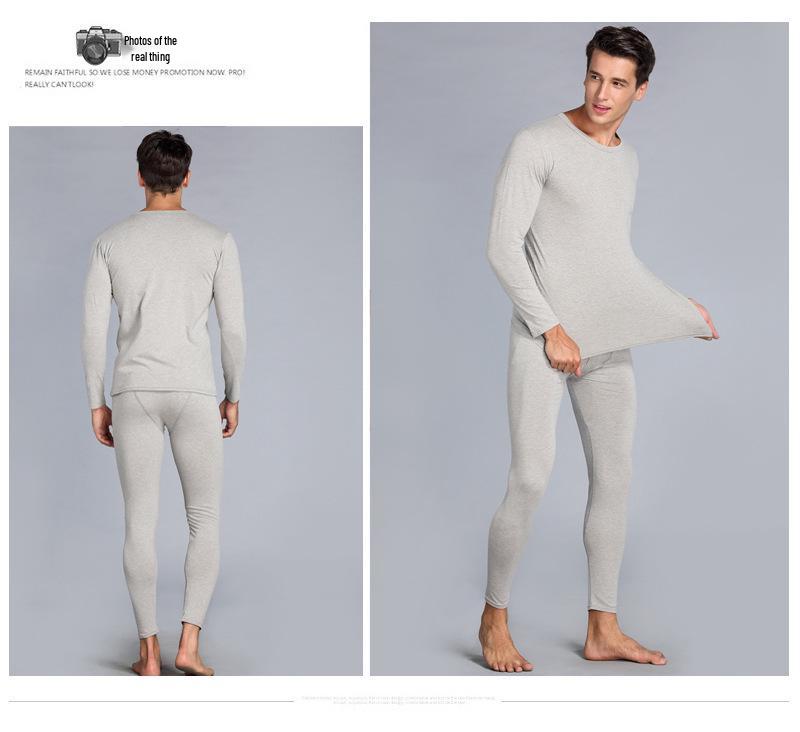 Unisex Herbst/Winter Warmes Unterwäsche-Set - Elastische Basisschicht mit Uni-Rundhalsdesign für Paare