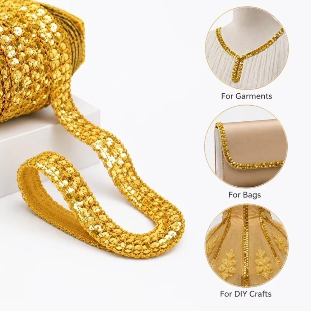 10 Meters Length Sequin Trim Ribbon Metallic Finish Glitter Sequin Braid For Hair Accessories
