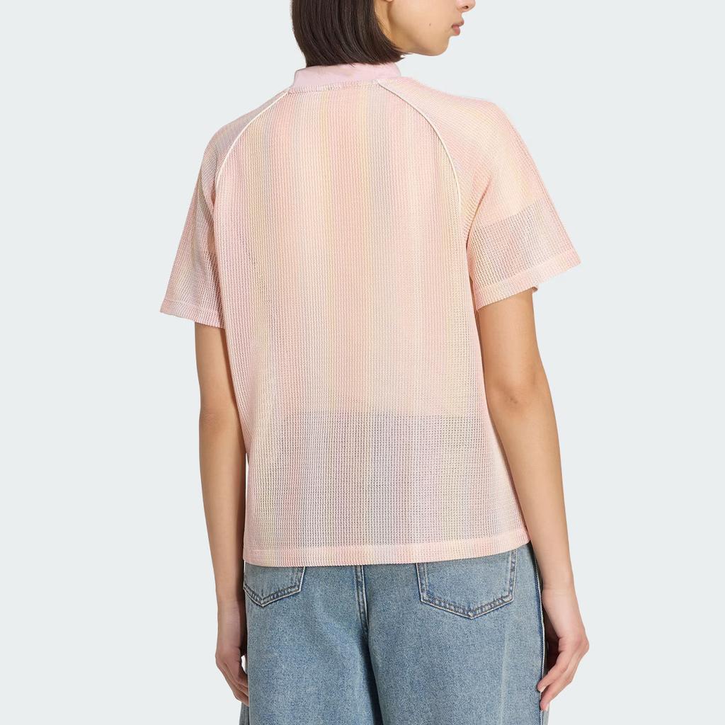 adidas Originals Knitted Glow Skin-Friendly Sports V-Neck Short Sleeve Raglan T-Shirt Women Tops KY3161