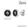 Punk Enamel Lightning Stud Earrings for Men,Stainless Steel Round Stud Earrings,Male Hiphop Piercing Jewelry Gift