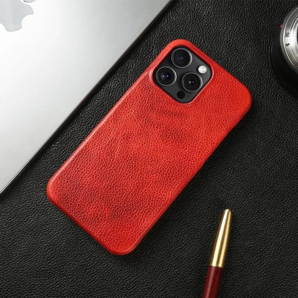 Durable Genuine Leather Case For iphone15Pro Max 14 Pro 13 12mini 11 Mobile Phone Cover Case Shockproof Back Protect Coque etui