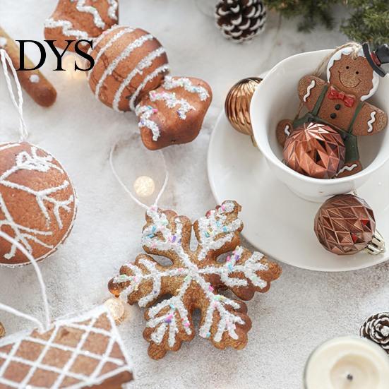 Environmentally Friendly Christmas Decor Ornaments 3D Foam Gingerbread/Star/Candy Cane Decoration Multi-size Sticky Powder Hanging for Xmas