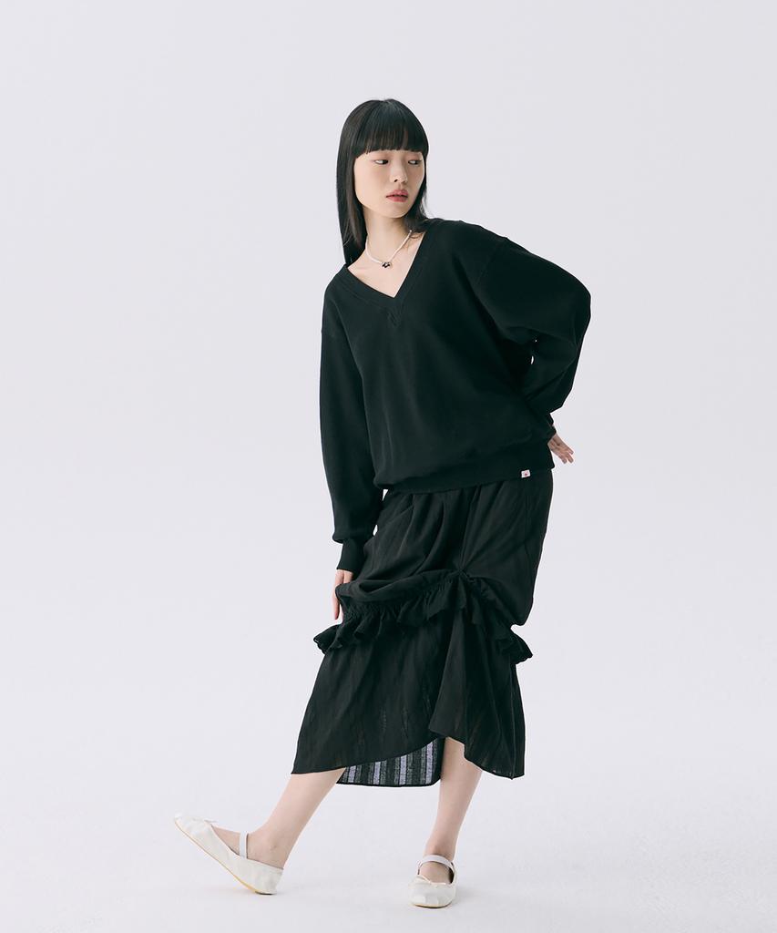 Jun Jun Space Vol12. Frill Long Skirt_Black(Vol12. Frill Long Skirt_Black