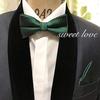 Small Dot Green Bow Tie & Pocket Square 2-Piece Set for Men - One-Touch FormalCasual - Green
