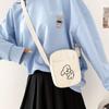 Casual Canvas Cute Tote Bag Solid Color Lovely Print Shoulder Bag Adjustable Shoulder Strap Messenger Bag