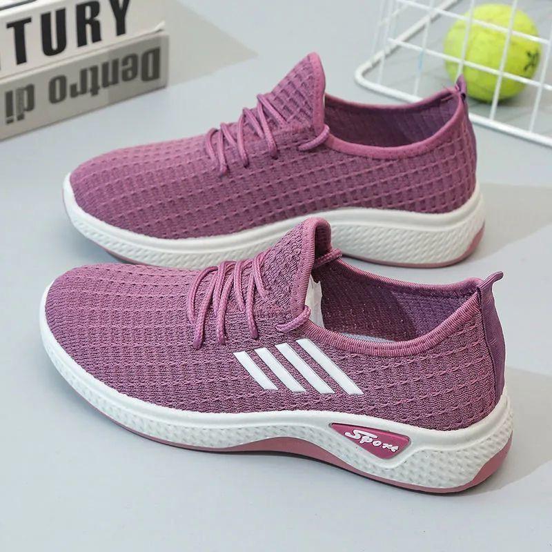 Весенние и осенние туфли-лодочки Bean Shoes Женские летние туфли Mesh Elderly Shoes 35 фиолетовый 1198₽