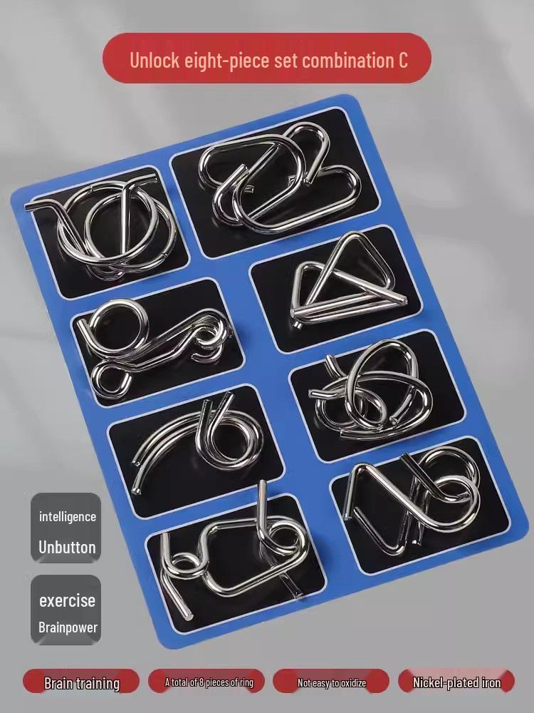 

Nine Ring Puzzle Set: Educational Toy for Ages 6-12+