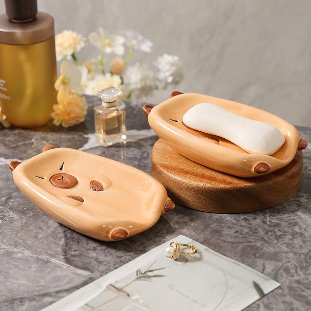 Sloping Base Capybara Soap Tray Cartoon Soap Storage Rack Self Draining Soap Holder  Household