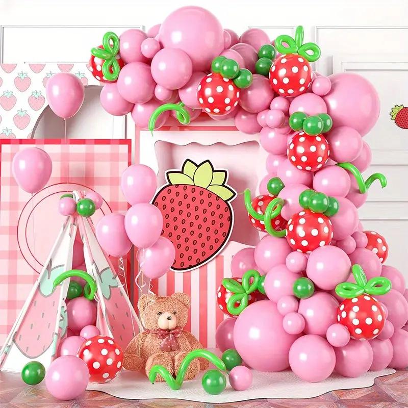 Strawberry-Themed Balloon Arch Set for Birthday Parties and Festivals