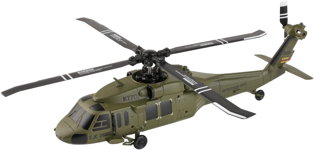 Hitec XK UH-60L K170 Blackhawk Pitch Control, 2.4G, 5CH, Official Japanese Product, Under 100g, Includes Display Stand, Takeoff and Landing Pad,