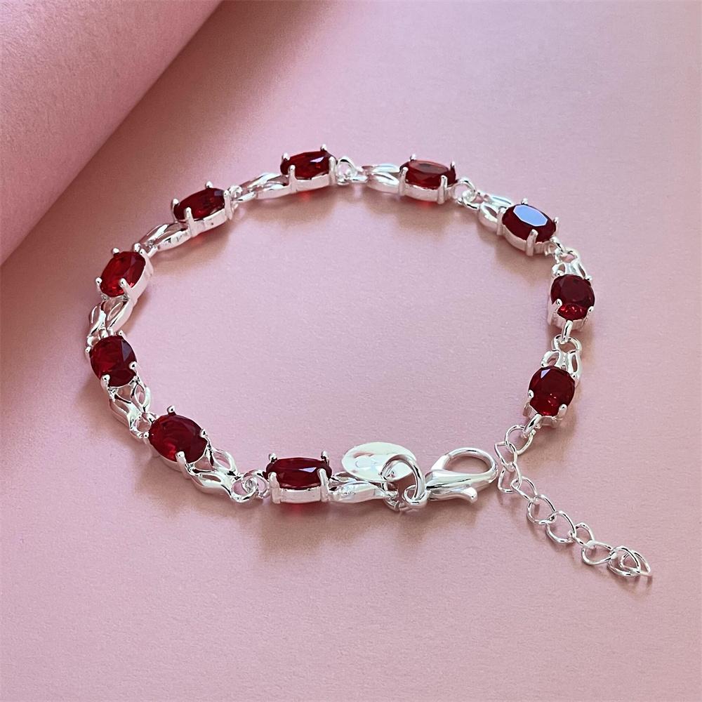 Fashion silver color red stone bracelet men and women fashion jewelry birthday jewelry