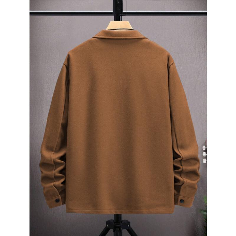 Men S Solid Color Turn Down Collar Button Front Pocket Casual Jacket