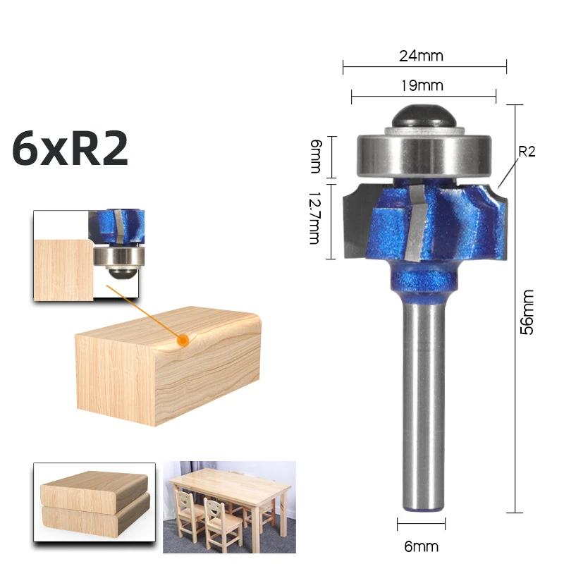 Allsome 6mm/6,35mm/8mm SchaftAbgerundeter Kantenfräser R1 R2 R3 Zierkanten Holzbearbeitung Fräser Klassischer Fräserbit für Holz
