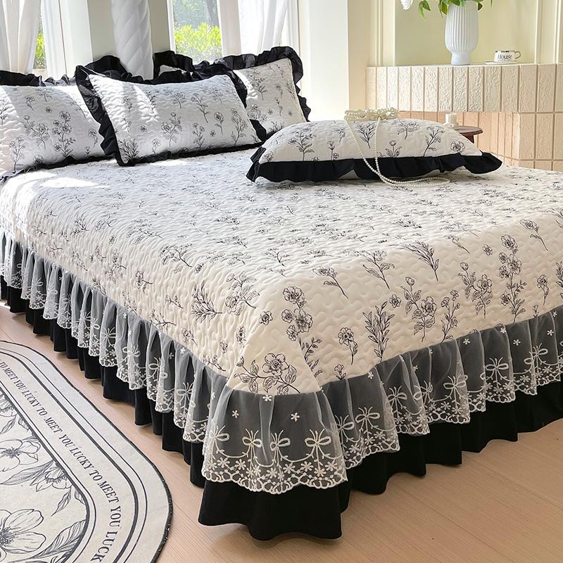 

1Pc Quilted Bedspread designed for Beds Singlequeenking Bed Cover featuring Lace Ropa De Cama Double Mattress Pad featuring Ruffles 180x250cm 1pc