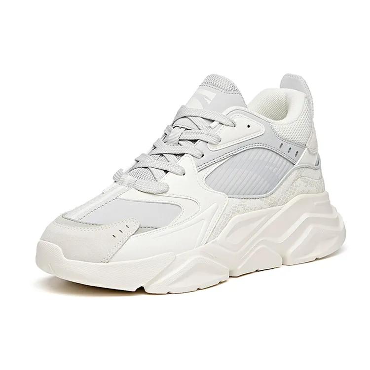 Anta Life Collection Synthetic Leather Slip Resistant Abrasion Resistant Low top Chunky Sneakers Men's White Gray (Unisex) Chunky Sneakers