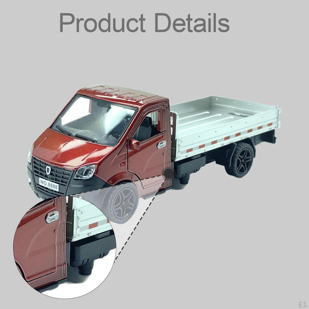 Alloy Toy Truck Model for Kids with Pullback Mechanism, Opening Doors, Portable, Lightweight,