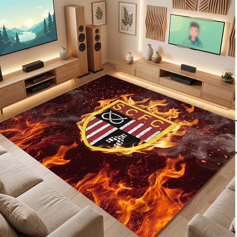 Stoke City Football Print Crystal Velvet Rug, Comfortable Water Absorbent Non Slip Indoor Floor Carpet