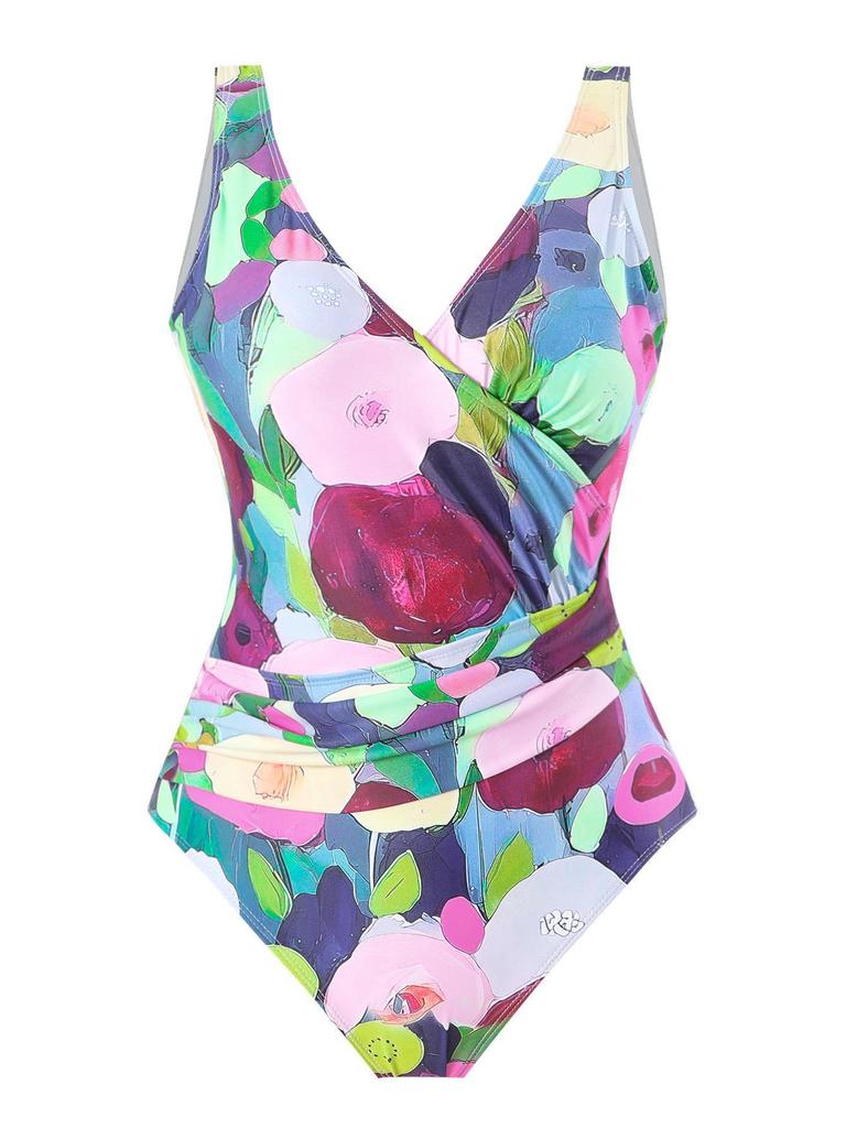 Europäischer Print-Bikini 2025 mit Sonnenschutz-Gaze-Rock - Resort-Bademode