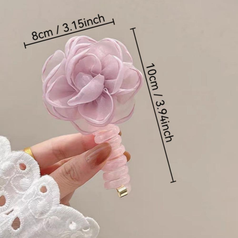 Xiaoxiang Wind Hair Rope, Rose Blossoms, Back of Head Phone Line Hair Ring, Easy To Wear Without Hooking Hair