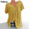 Plus Size Women Summer Casual Loose V Neck Printed Short Sleeve T Shirt Top