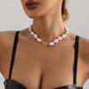 Retro Shaped Baroque Imitation Pearl Necklace, Fashionable And Versatile Irregular Beaded Neck Chain