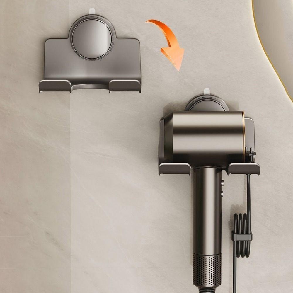 Space Aluminum Hair Dryer Storage Rack Punch Free Hair Blow Dryer Holder  Bathroom