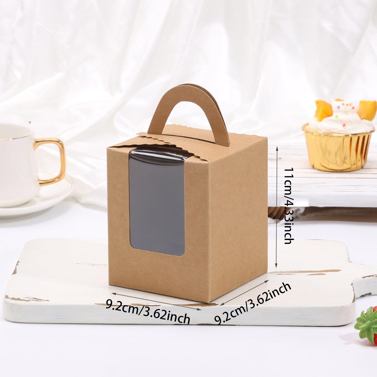 

1 Pc Single kraft paper Cupcakes Containers Gift Boxes with Window Inserts Handle for Wedding Candy Boxes 15x21cm&Other хакі