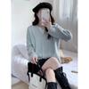 Autumn and winter new textured simple knitted cardigan women's solid color versatile loose lazy sweater jacket