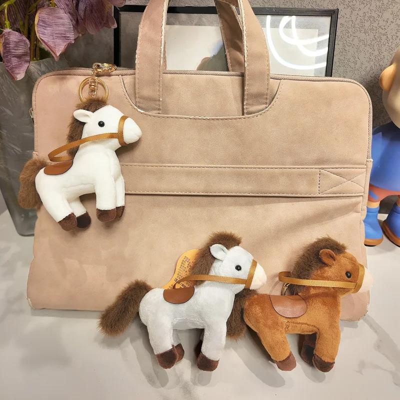 Simulation Mini Horse Plush Toys Pendant Soft Stuffed Animal Small Doll Key Chain Doll Birthday Party Souvenir Gift Present