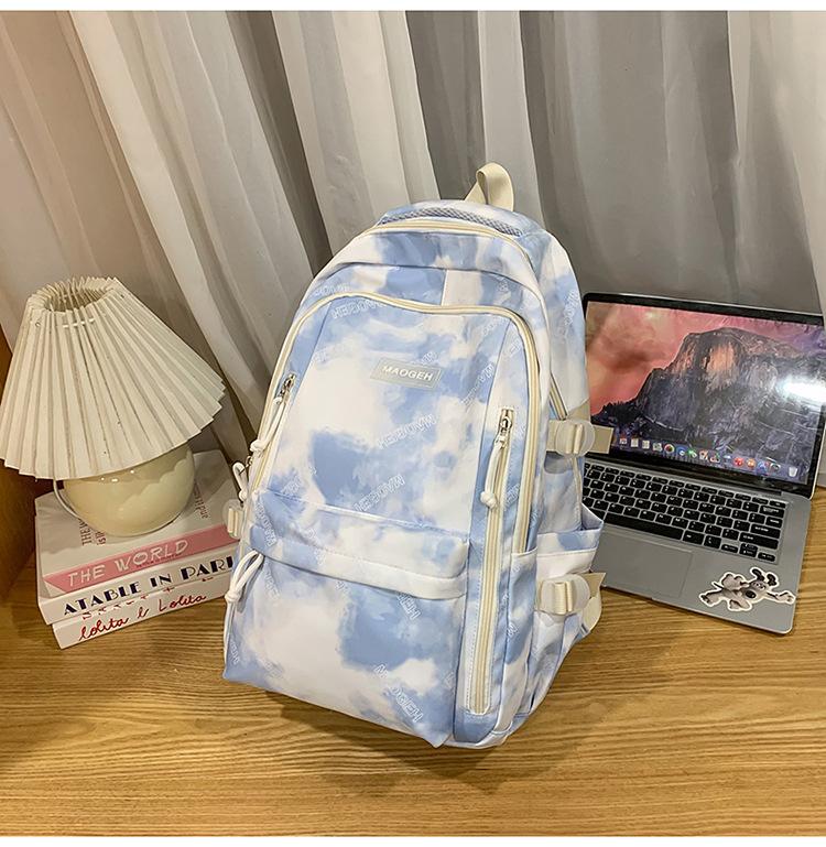 The New Large-capacity Multi-compartment Schoolbag Is Tie-dyed, Cute and Sweet Literary Backpack, Versatile Casual and Lightweight Make-up Bag.
