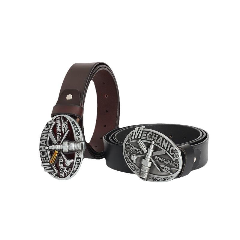 Retro New Men's Belt Cowhide Smooth Buckle Cowhide Belt Personalized Belt